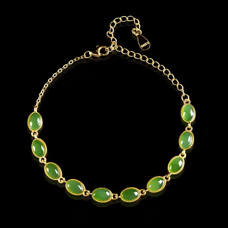 Emerald Hetian Jade Bracelets Jasper Women's-2