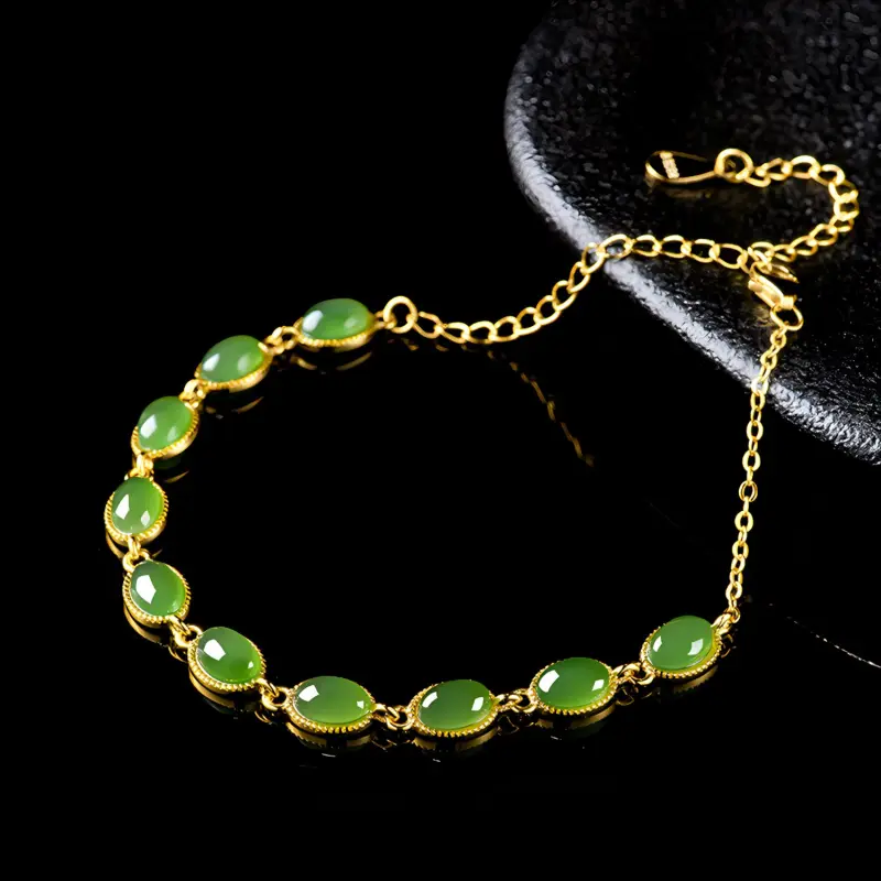 Emerald Hetian Jade Bracelets Jasper Women's-4
