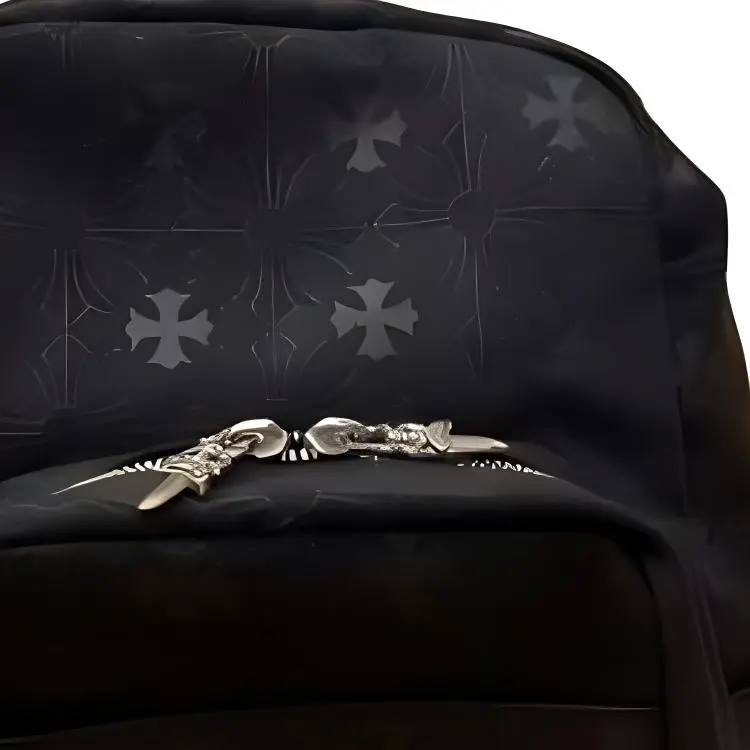 Chrome Hearts Denim Backpack Large Size Unisex Black-3
