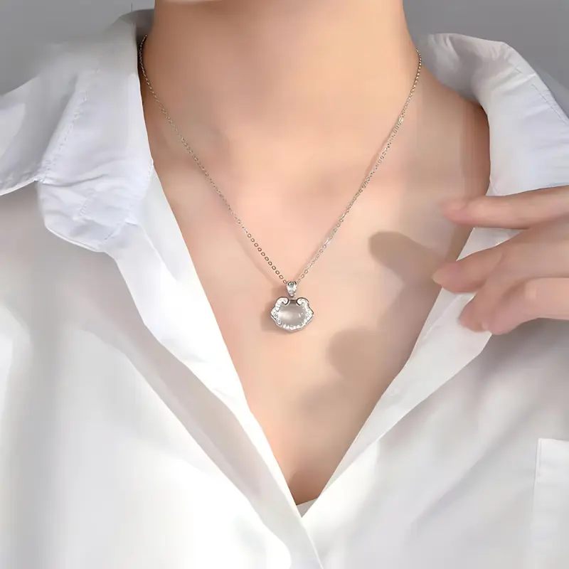 Emerald Chalcedony Jade Necklaces Women's-4