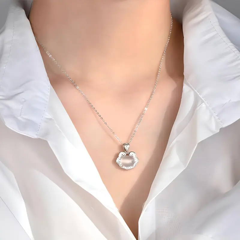 Emerald Chalcedony Jade Necklaces Women's-5