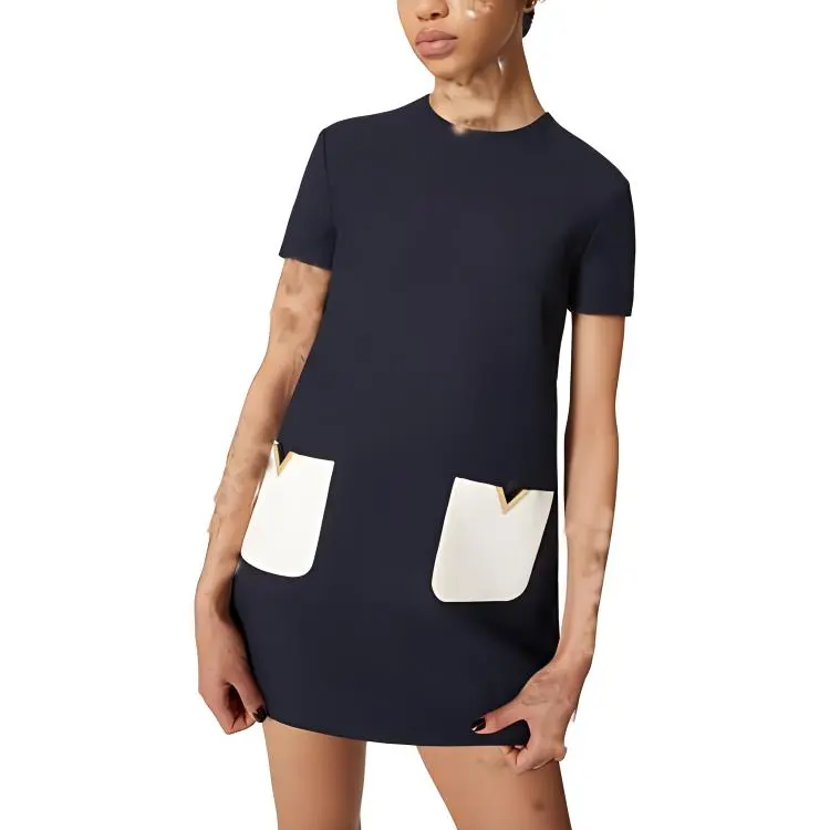 Valentino Short Sleeved Dresses Women's Black-2