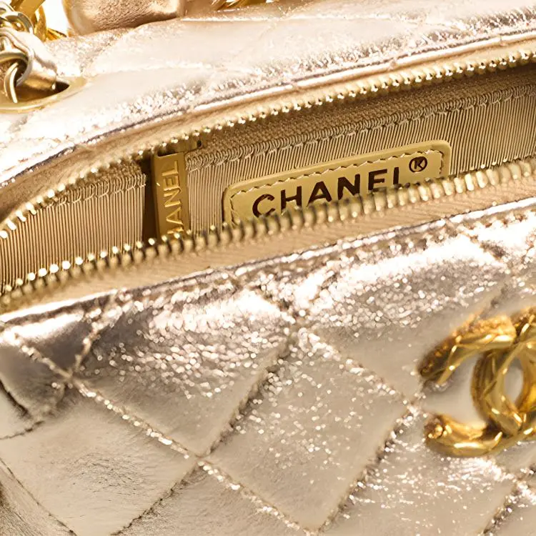 CHANEL 22SS Sheepskin Crossbody Bags Mini Women's Gold-2