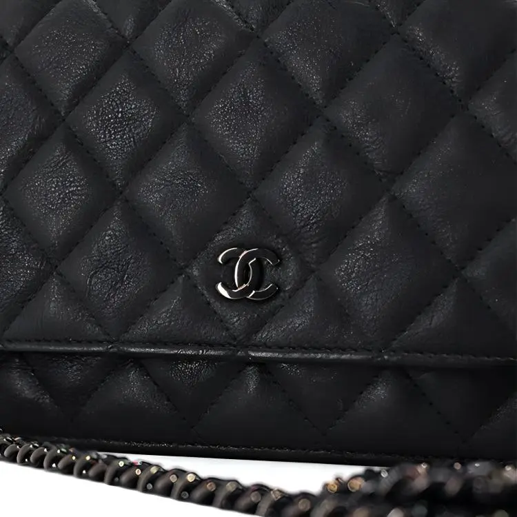 CHANEL WOC Cow Leather Shoulder Bag, Crossbody Bag, Wallet Women's Black-4