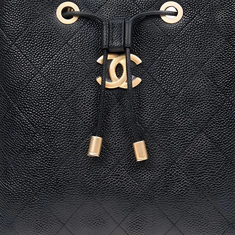 CHANEL Calfskin Bucket Bag, Shoulder Bag, Crossbody Bag Trumpets Women's Black-4
