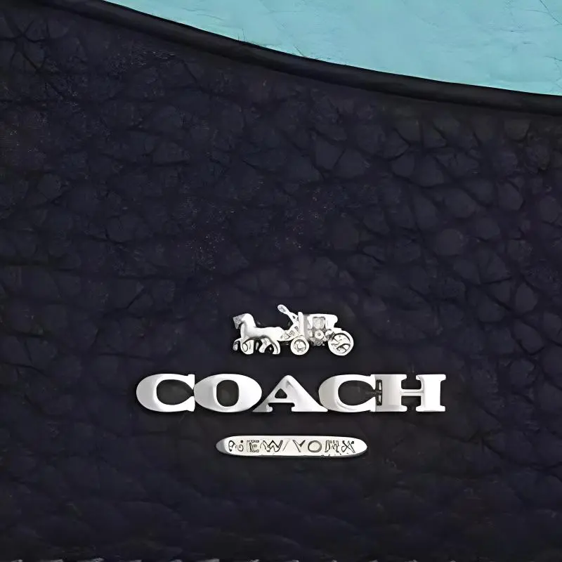 COACH Card Case Egg Stone Color Leather Card Box Mini Women's Silver & Midnight Navy Multicolor-1