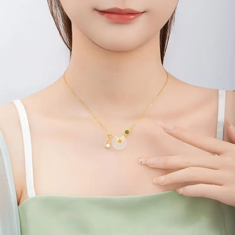 Emerald Chalcedony Necklaces Women's-3