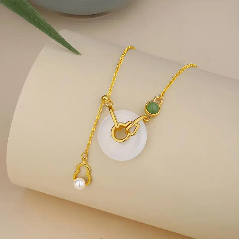 Emerald Chalcedony Necklaces Women's-6
