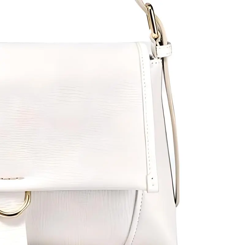 DISSONA Sheepskin Crossbody Bag, Shoulder Bag Large Size Women's White-1