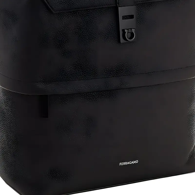 FERRAGAMO Calfskin Backpack Men's Black-3