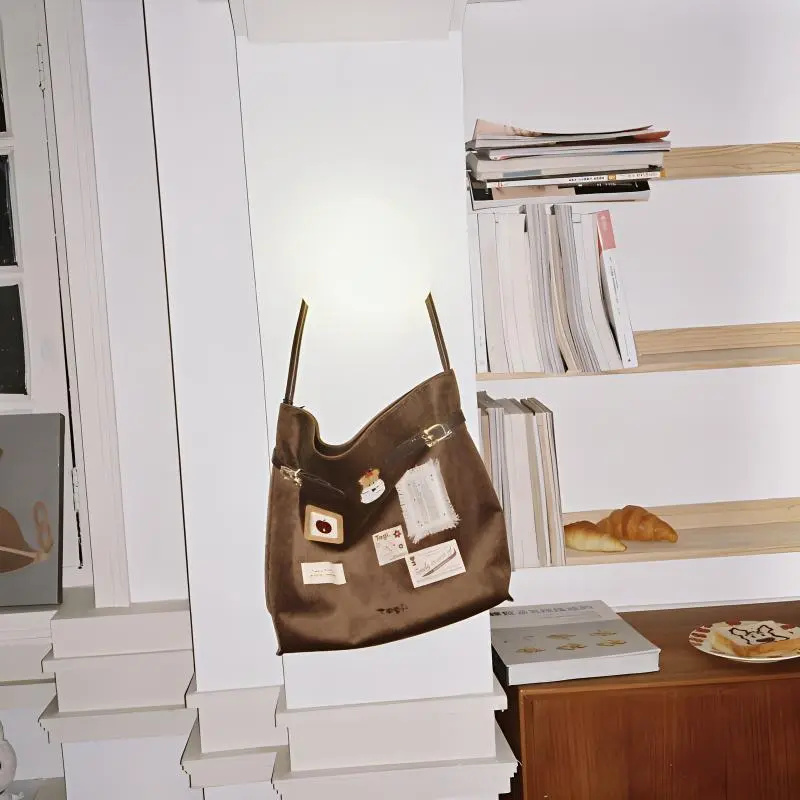 Tagi. Corduroy Shoulder Bag Unisex Brown-3