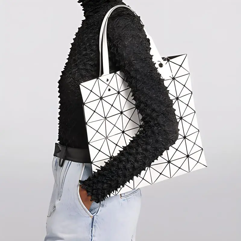 ISSEY MIYAKE Nylon Fabric Tote Bag, Shopping Bag, Shoulder Bag, Handbag Women's Ecru-3