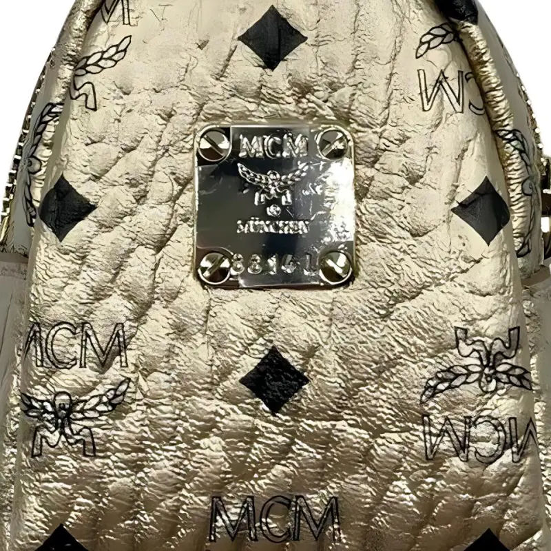 MCM Cow Leather, Artificial Leather Coin Purse Women's Gold-4