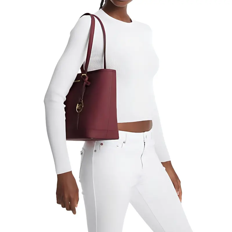 MICHAEL KORS Jet Set Travel Saffiano Leather Tote Bag Shopping Bag Shoulder Bag Handbag Small Size Women's Burgundy-4