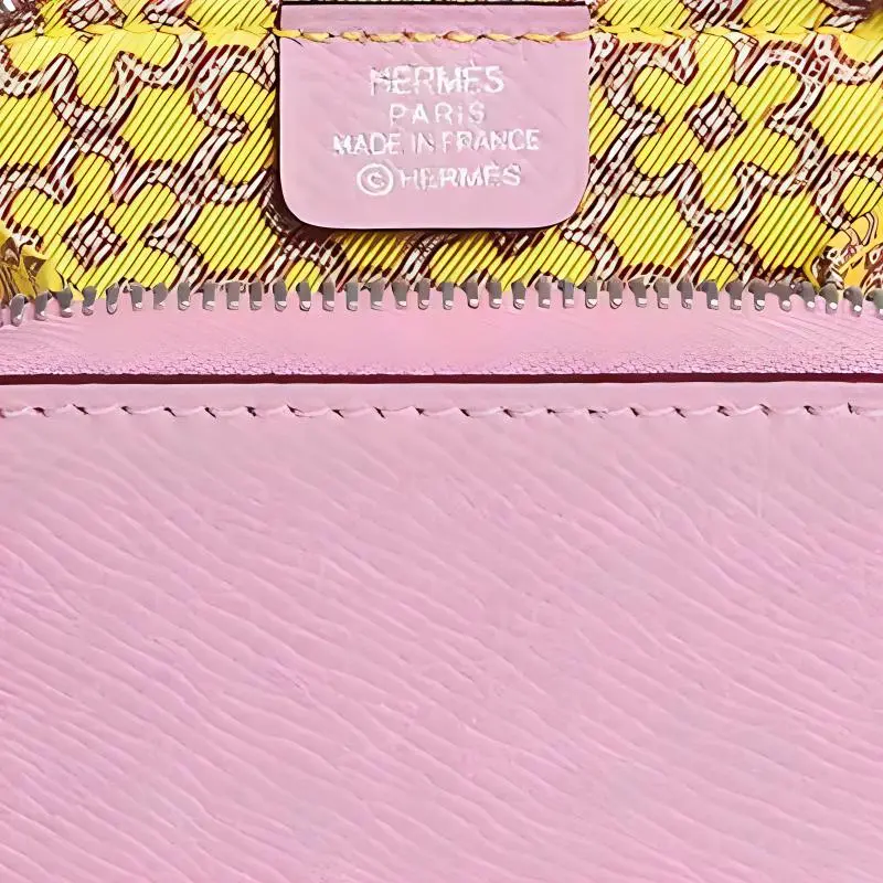 HERMES Silk'In Epsom With Barenia Calfskin Wallets Coin Purses Women's Forest Purple/Lemon/Copper Red-2