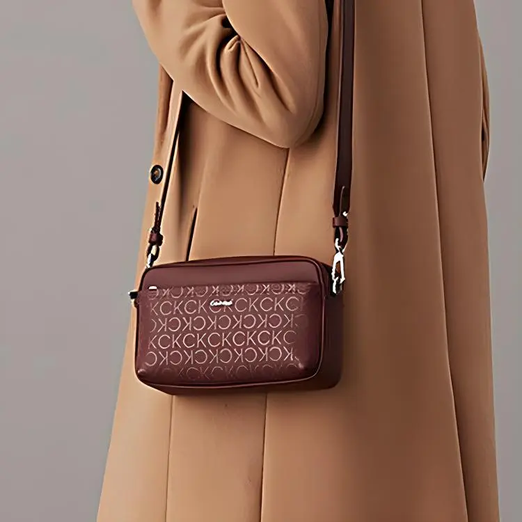 CALVIN KLEIN PU Crossbody Bag, Shoulder Bag Women's Orange-4