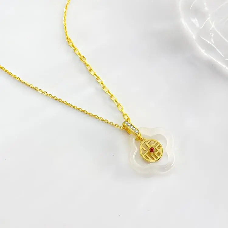 Emerald Chalcedony Jade Necklaces Unisex-4