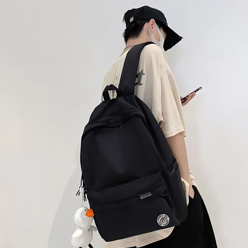 ADOONGA Nylon Backpack Unisex Black/White-2