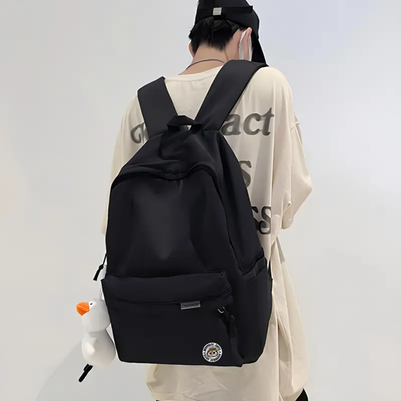ADOONGA Nylon Backpack Unisex Black/White-3
