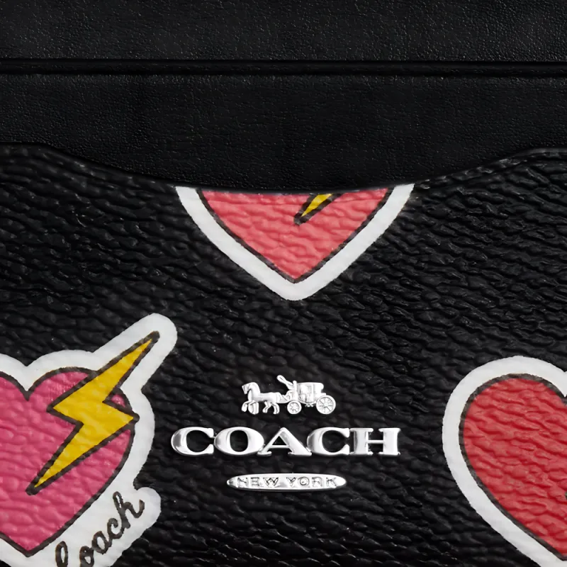 COACH Smooth Leather Card Holder Mini Women's Black-2