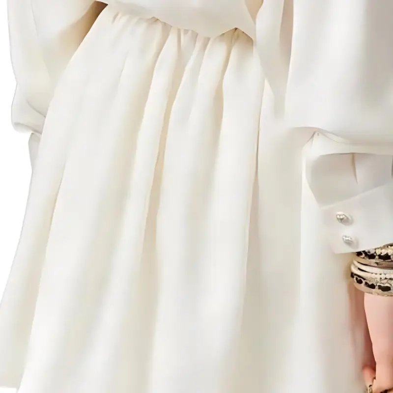 CHANEL Long-Sleeved Dresses Women's White-4