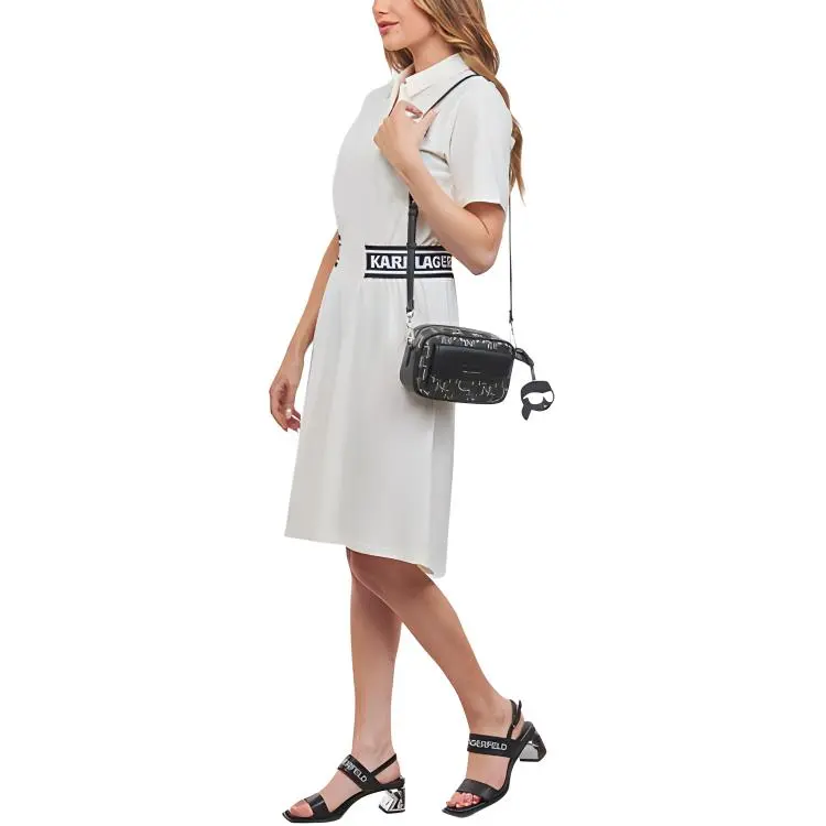 KARL LAGERFELD Short Sleeved Dress Women's White-3