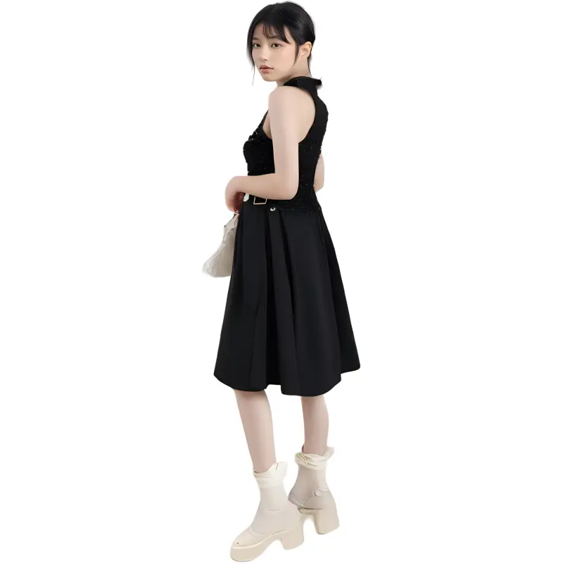 Goods Engraving Evening Dress Unisex Black-0