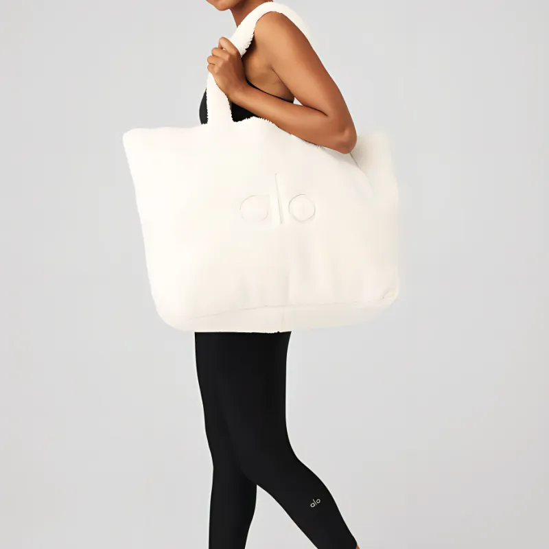 Alo Yoga Plush Sherpa One Shoulder Handbag Women's White-4