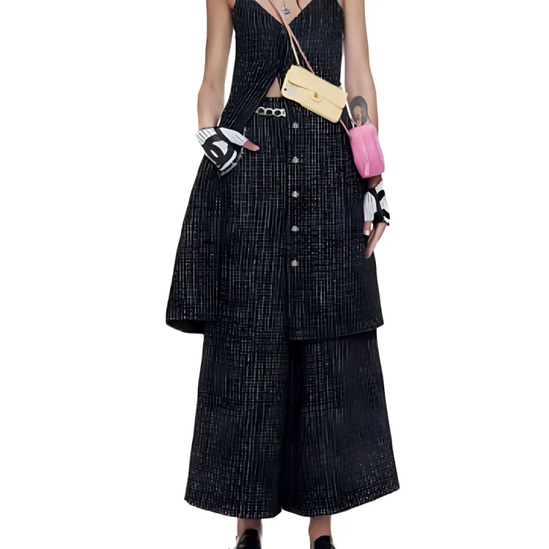 CHANEL Sleeveless Dresses Women's Black/White-4