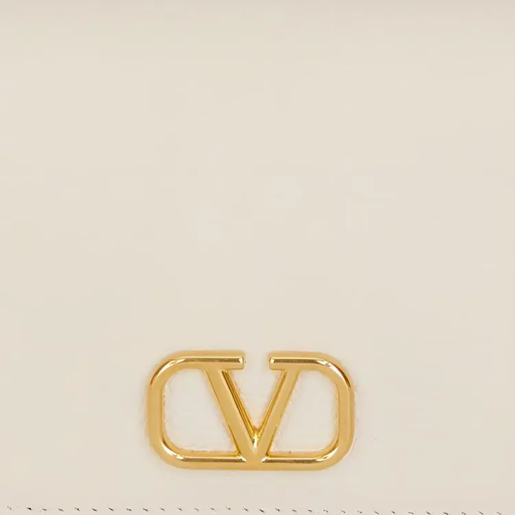 Valentino Vlogo Cow Leather Wallet Card Holder Women's White-2