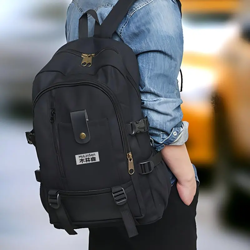Mulinsen Polyester Backpack Regular Unisex Black Khaki/Brown/Army Green/Light Khaki-1