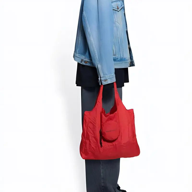 Balenciaga Recycled Nylon Tote Bag Shopping Bag Handbag Women's Red-4