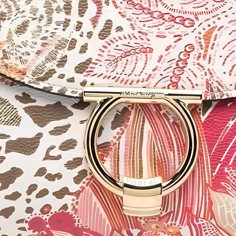 Ferragamo Margot Gancio Plant Print Shoulder Bag Multi-1