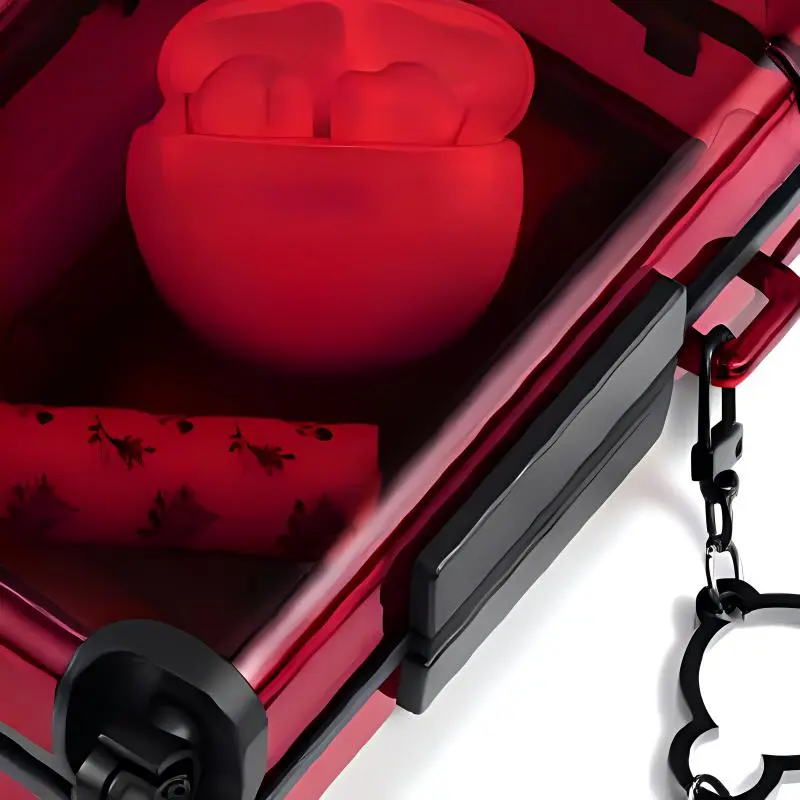 POP MART SKULLPANDA Beijing Retro Collection MINI Suitcase Handbag Trend Based Products Red-4