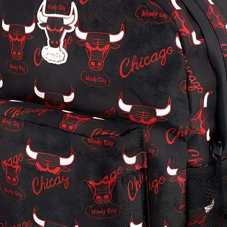 NBA Mitchell & Ness Collaboration Chicago Bulls Polyester Backpack Unisex Black & Red-2
