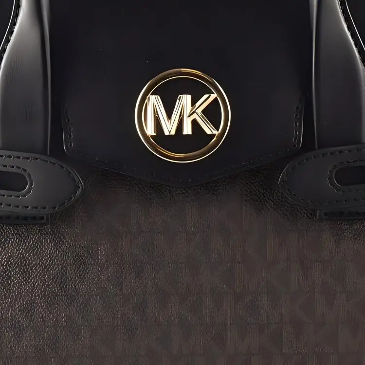 MICHAEL KORS Leather Shoulder Bag, Crossbody Bag, Handbag Women's Black & Dark Brown-1