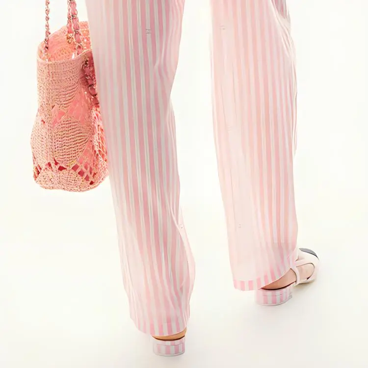 CHANEL 24 Spring And Summer Casual Pants Women's Light Pink Red-2
