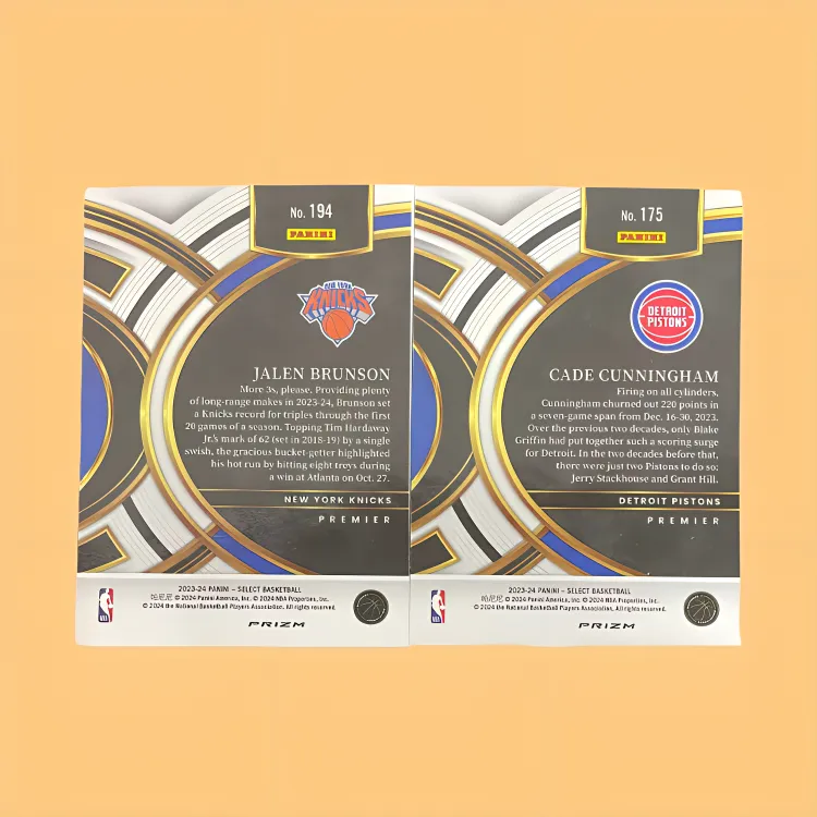 PANINI 2023 24 SELECT Pistons Cunningham+Knicks Jalen Brunson Red Hot T Cards Star Cards Card Pass Sports Cards 2 Pcs-2