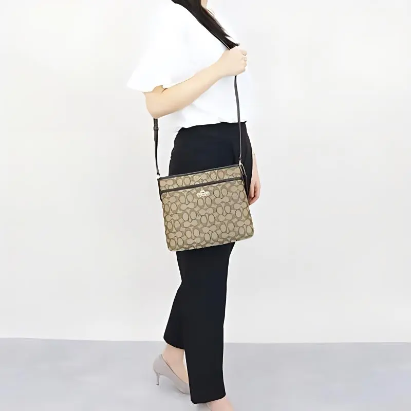 COACH File Canvas Crossbody Bag Shoulder Bag Women's Brown-2