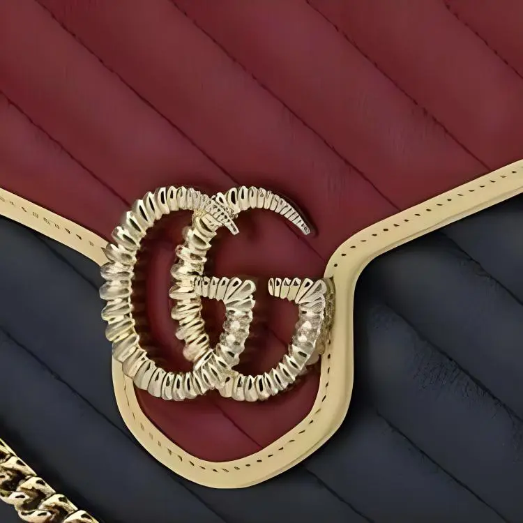GUCCI Marmont Leather Crossbody Bag, Shoulder Bag Mini Women's Red & Blue-4
