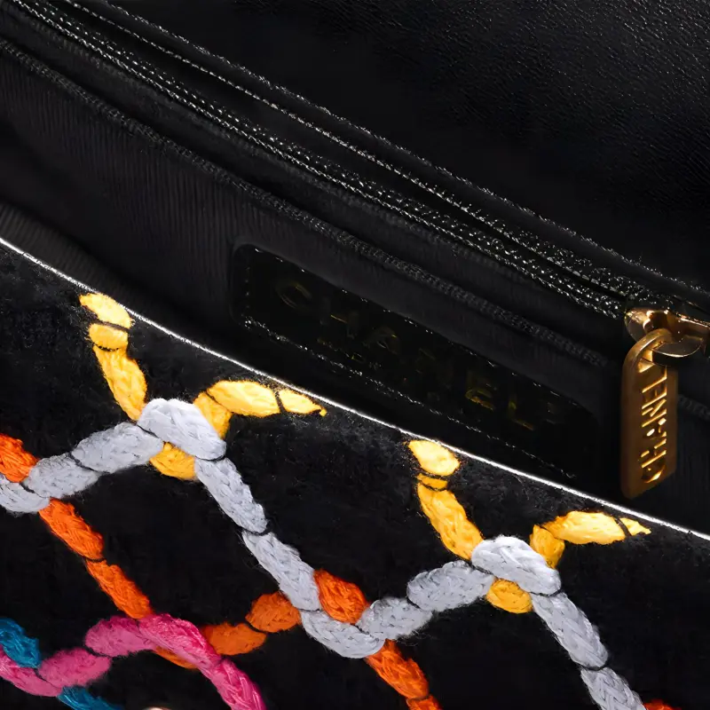 CHANEL Classic Flap CF Small Gold Ball Tweed With Woolen Woven Woolen Woven Crossbody Bag Mini Women's Multicolor-4