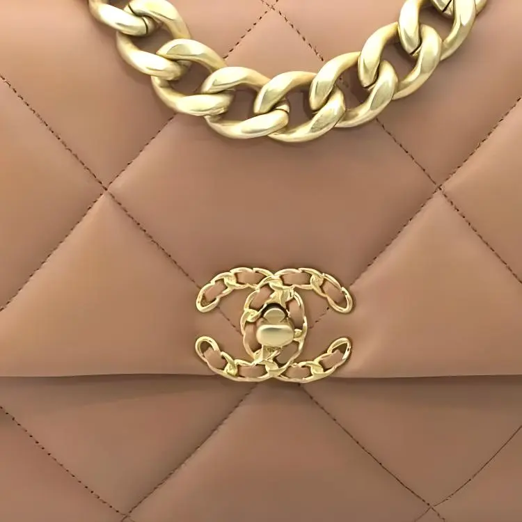 CHANEL 19Bag Lambskin Flap Bag, Shoulder Bag, Crossbody Bag Medium Size Women's Caramel Brown-3