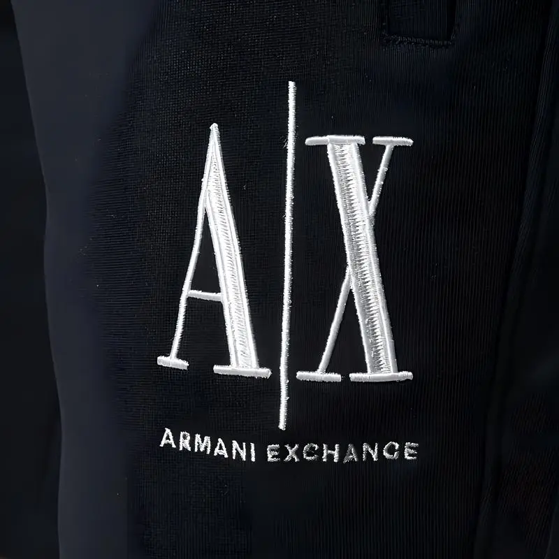 ARMANI EXCHANGE Men Logo-Embroidered Track Shorts Black-4