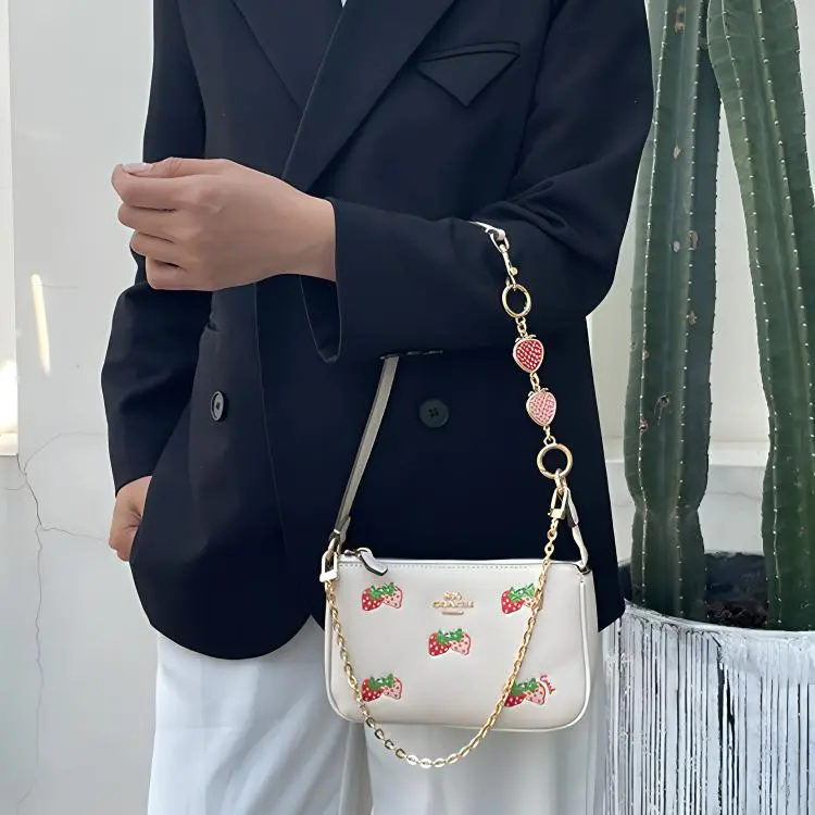 Lan Bao Fan Metal Bag Strap Women's Red Pink-1