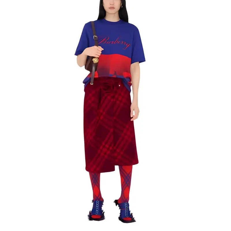 Burberry Swan Printed Two Toned T Shirt-1
