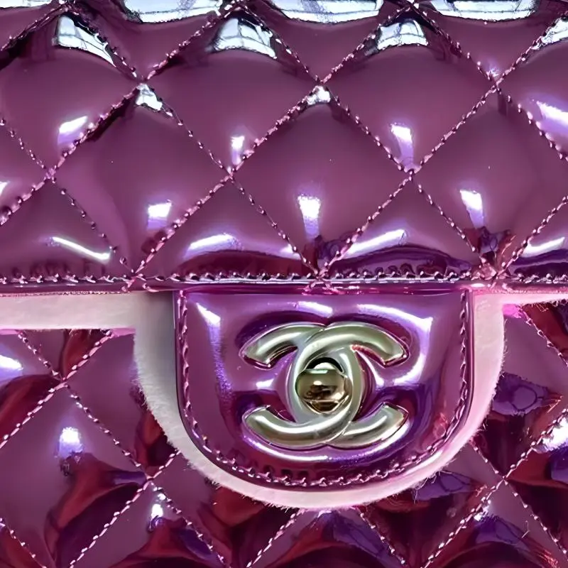 CHANEL Calfskin With Lambskin Flap Bag, Stars Coin Purse, Shoulder Bag, Crossbody Bag Mini Women's Fuchsia-1