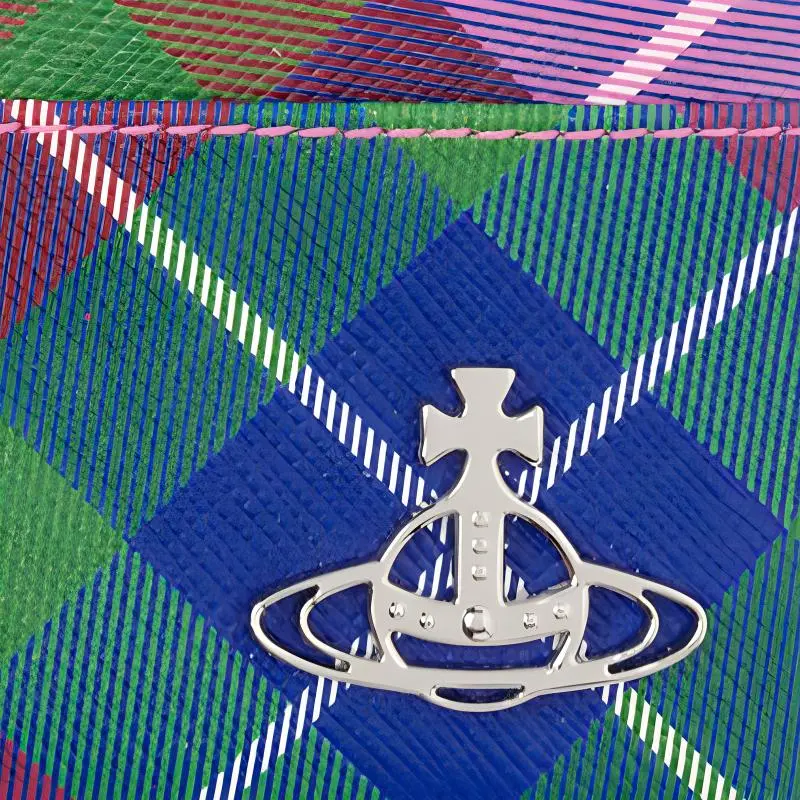 Vivienne Westwood Artificial Leather Card Holder Women's Candy Plaid-2