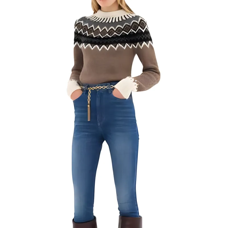 Chloé Mock neck Fair isle Sweater-3