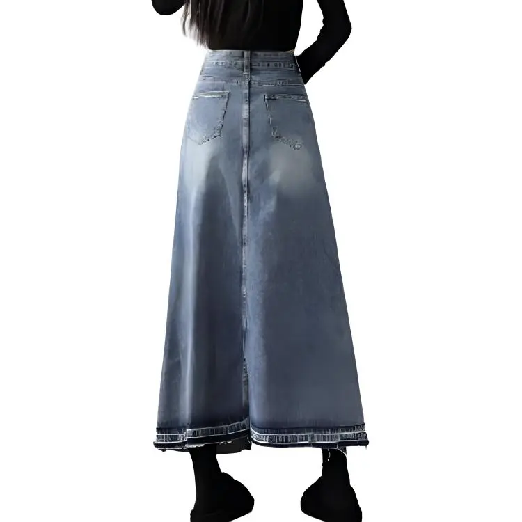 Beautiful Wardrobe Denim Long Skirt Women's Nostalgic Blue-1
