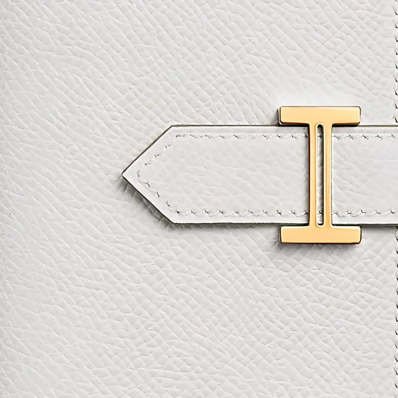 HERMES Bearn Epsom Calfskin Money Clip Card Holder Women's Light Gray-2